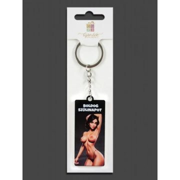 Boldog Szülinapot feliratos kulcstartó, szexi nő, 23498