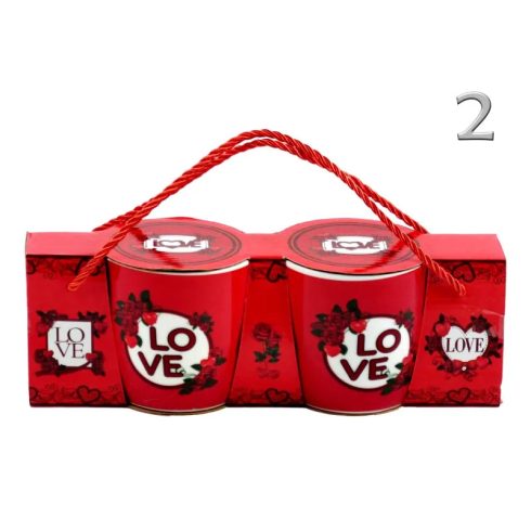 Love feliratos piros bögre, 2 darabos szett, 2,5 dl, 23504