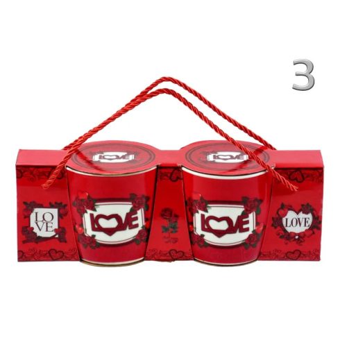 Love feliratos piros bögre, 2 darabos szett, 2,5 dl, 23504