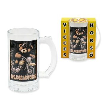   A Legjobb Motoros feliratos üveg söröskorsó, 400 ml, 23508