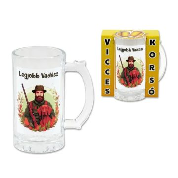 Legjobb Vadász feliratos üveg söröskorsó, 400 ml, 23519