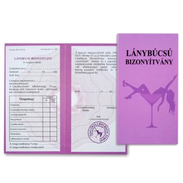 Lánybúcsú bizonyítvány, 10 x 18 cm, 23580