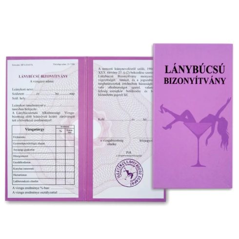 Lánybúcsú bizonyítvány, 10 x 18 cm, 23580