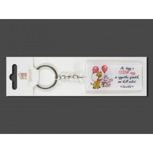Kulcstartó, tesóm vagy feliratos, 7 cm, 23587