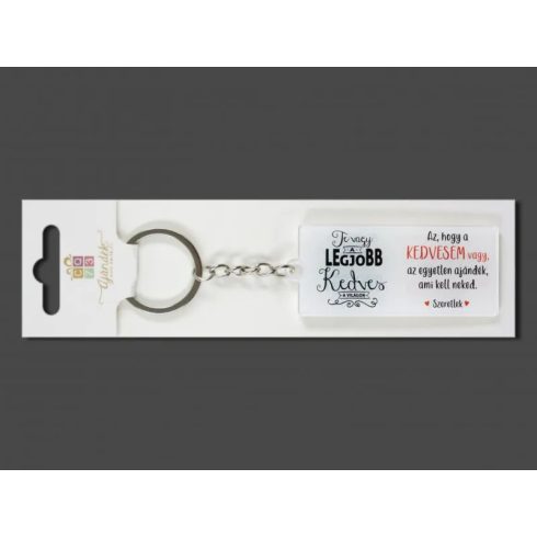 Kulcstartó, kedvesem vagy feliratos, 7 cm, 23590