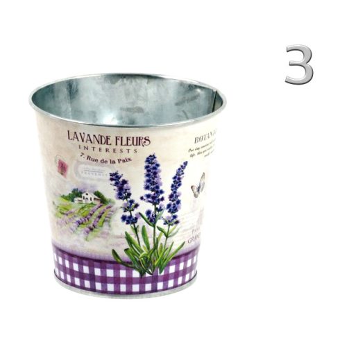 Kaspó, levendulás, fém, 12 cm, 23622