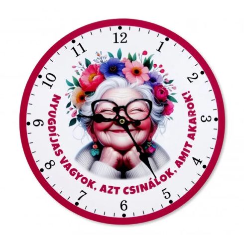 Falióra, nyugdíjas vagyok feliratos, nő, 30 cm, 23623