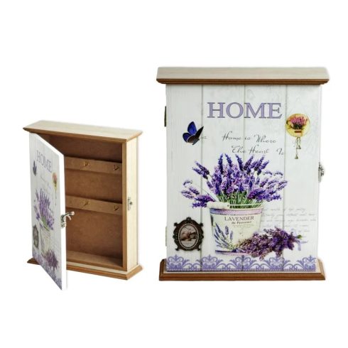 Kulcsos szekrény, levendulás, home feliratos, 20 x 25 cm, 23628