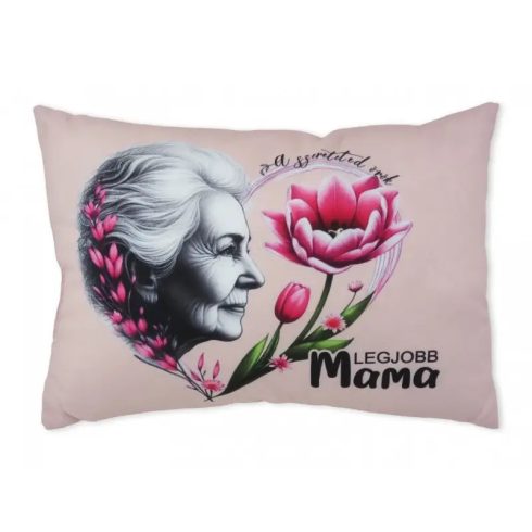 Díszpárna tégla legjobb mama virágos 35 x 25 cm - 23638