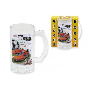 Üveg söröskorsó, foci 400 ml - 23678