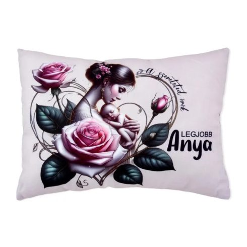 Díszpárna tégla legjobb anya rózsás, 35 x 25 cm, 23686