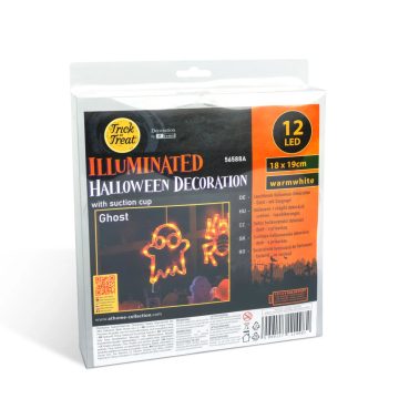   Halloween-i világító dekoráció - szellem - tapadókorongos - 12 LED - 24010