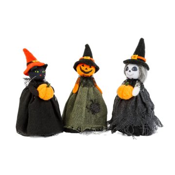   Halloween dekoráció, macska, szellem, tökfej, 21 cm, 24018