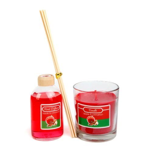 Illatgyertya és illatosító szett, alma és fahéj illatú, 24047