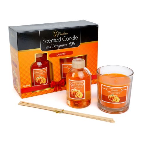 Illatgyertya és illatosító szett, sütőtök illatú, 24049
