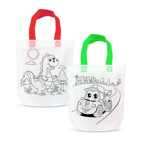 Színezhető ajándéktáska játékszett 4 filccel, fiús, 2 féle, 24 x 22 cm, 24056