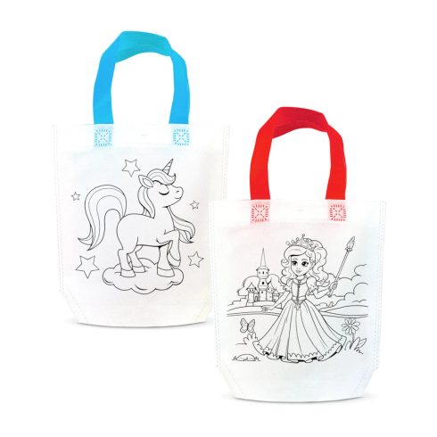 Színezhető ajándéktáska játékszett 4 filccel, lányos, 2 féle, 24 x 22 cm, 24057