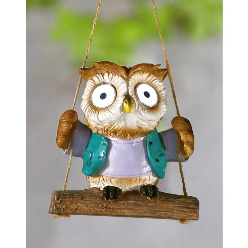 Felakasztható bagoly, napelemes, fehér LED-es dekoráció, 24060