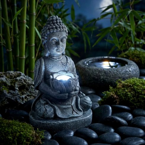 Buddha napelemes LED lámpa, 12 x 19 cm, 24076