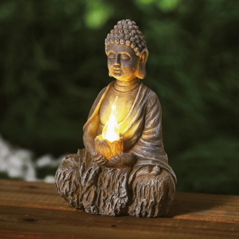 Buddha napelemes LED lámpa, 12 x 19 cm, 24076