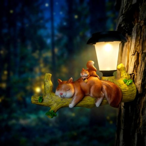 Állatfigura, akasztható mókus napelemes LED lámpa, 25 x 19 cm, 24080