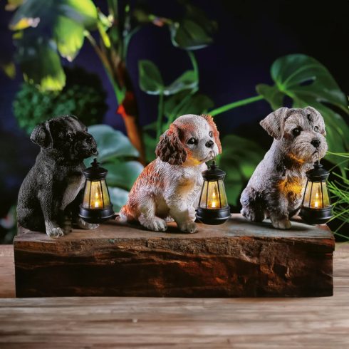 Napelemes állatfigurák, 1 LED-es meleg fehér lámpa, 14 cm, 3 féle, 24082