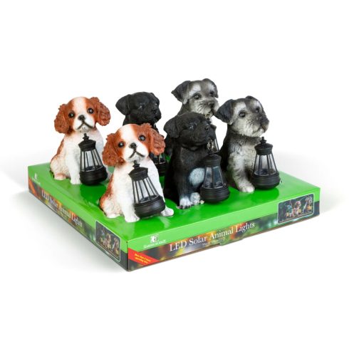 Napelemes állatfigurák, 1 LED-es meleg fehér lámpa, 14 cm, 3 féle, 24082