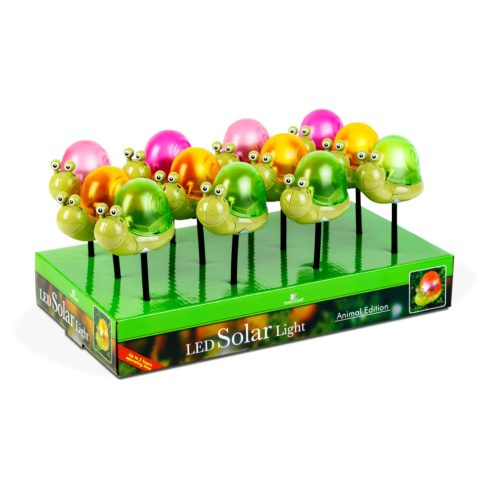 Napelemes csiga, leszúrható LED-es fehér lámpa, 10 x 15 cm, 24084