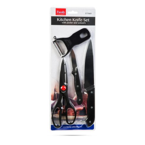Konyhai késkészlet hámozóval és ollóval, 24092