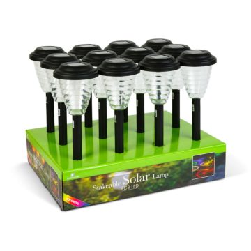   Napelemes lámpa, 9 x 36 cm, leszúrható, színváltós, RGB LED-es, 24099