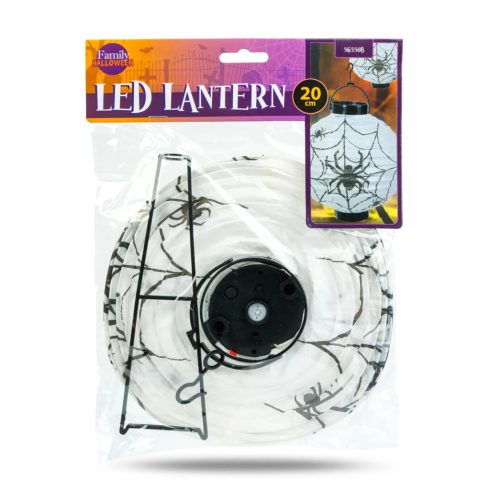 Halloween LED-es lampion, pókháló, 2 x AAA, 20 cm, 24147