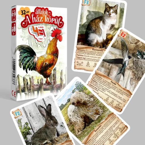 Állatok a ház körül, 4 az 1-ben kártyajáték csomag, 25500