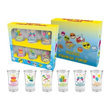 Boldog Szülinapot feliratos, 6 darabos pohár szett, 26002