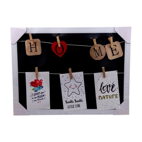 3 képes, csíptetős képkeret, 30 x 40 cm, Love és Home feliratos, 31382