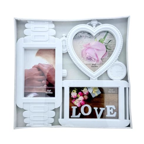 Fotókeret, 3 képes, Love feliratos, 31745