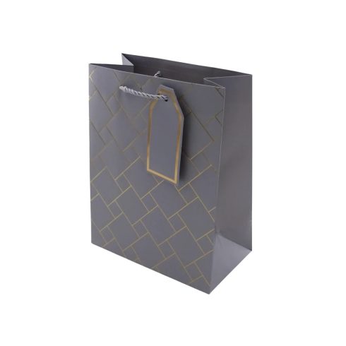 Papírtasak, kockás mintás, 18 x 23 x 10 cm, 32038