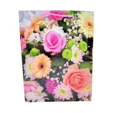 Virágos papírtasak, 23 x 30 x 8 cm, 32486