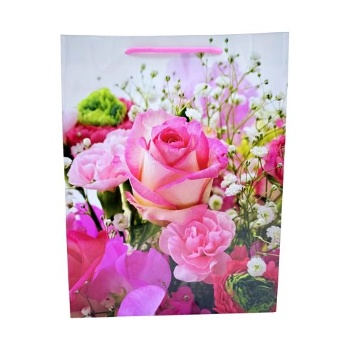 Virágos papírtasak, 28 x 34 x 9 cm, 32487