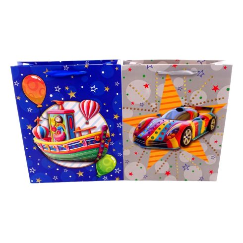 Papírtasak, járműves, 26 x 32 x 10,5 cm, 32577