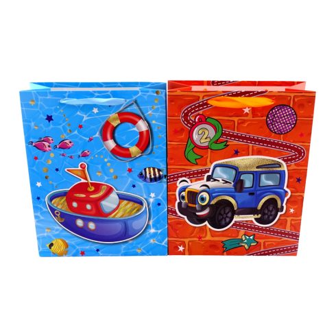 Papírtasak, járműves, 18 x 23 x 8 cm, 32585