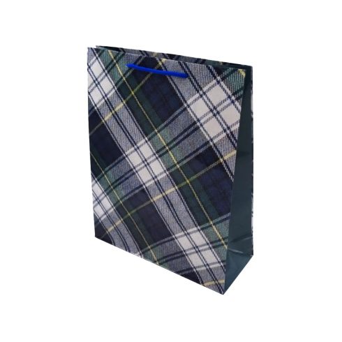 Kockás papírtasak, 18 x 21,5 x 8 cm, 32636
