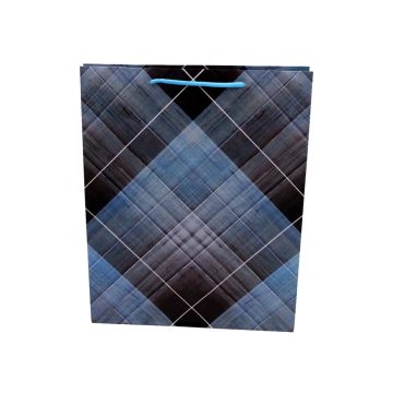 Kockás papírtasak, 26 x 32 x 10 cm, 32637