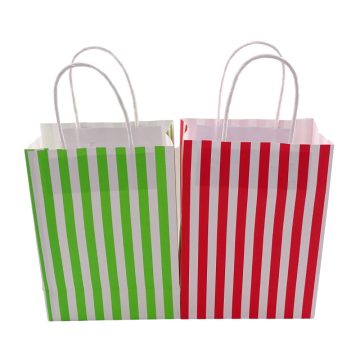 Papírtasak, csíkos, 15 x 21 x 8 cm, 32917