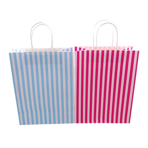 Papírtasak, csíkos, 21 x 27 x 11 cm, 32918