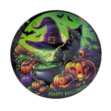 Műa. tálca Halloween, fekete macska 33 cm - 40046