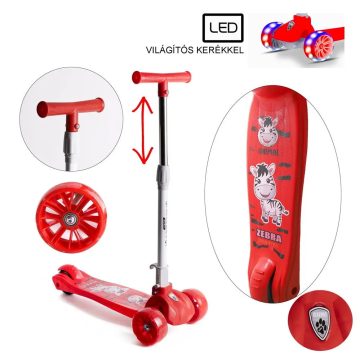 Gyerek roller LED kerekekkel, piros, 40197