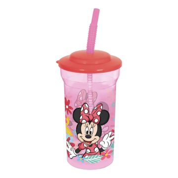   Minnie átlátszó műanyag pohár, szívószálas, 460 ml - 40242