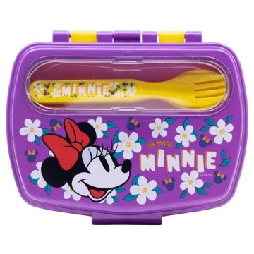  Minnie egér, műanyag szendvicsdoboz + kanál + villa, 40265