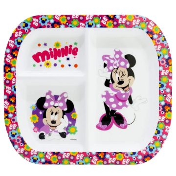 Minnie egér, műanyag osztott tányér virágos, 40268