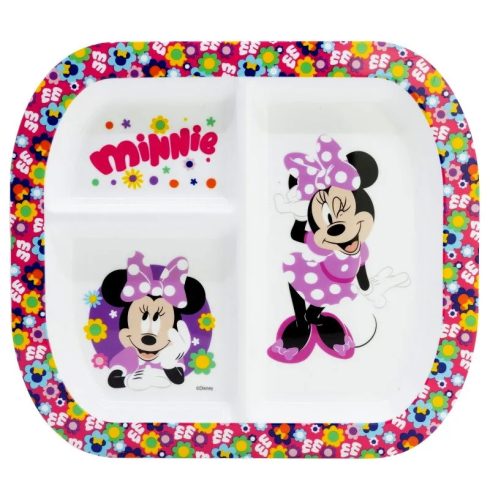 Minnie egér, műanyag osztott tányér virágos, 40268
